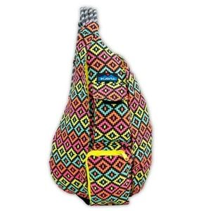 Kavu Rope Bag Sling Crossbody Bag Neon Montage Hiking Outdoors Adjustable Pack